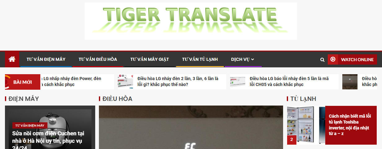 creator cover TigerTranslate dịch vụ sửa chữa điện lạnh ở Hà Nội