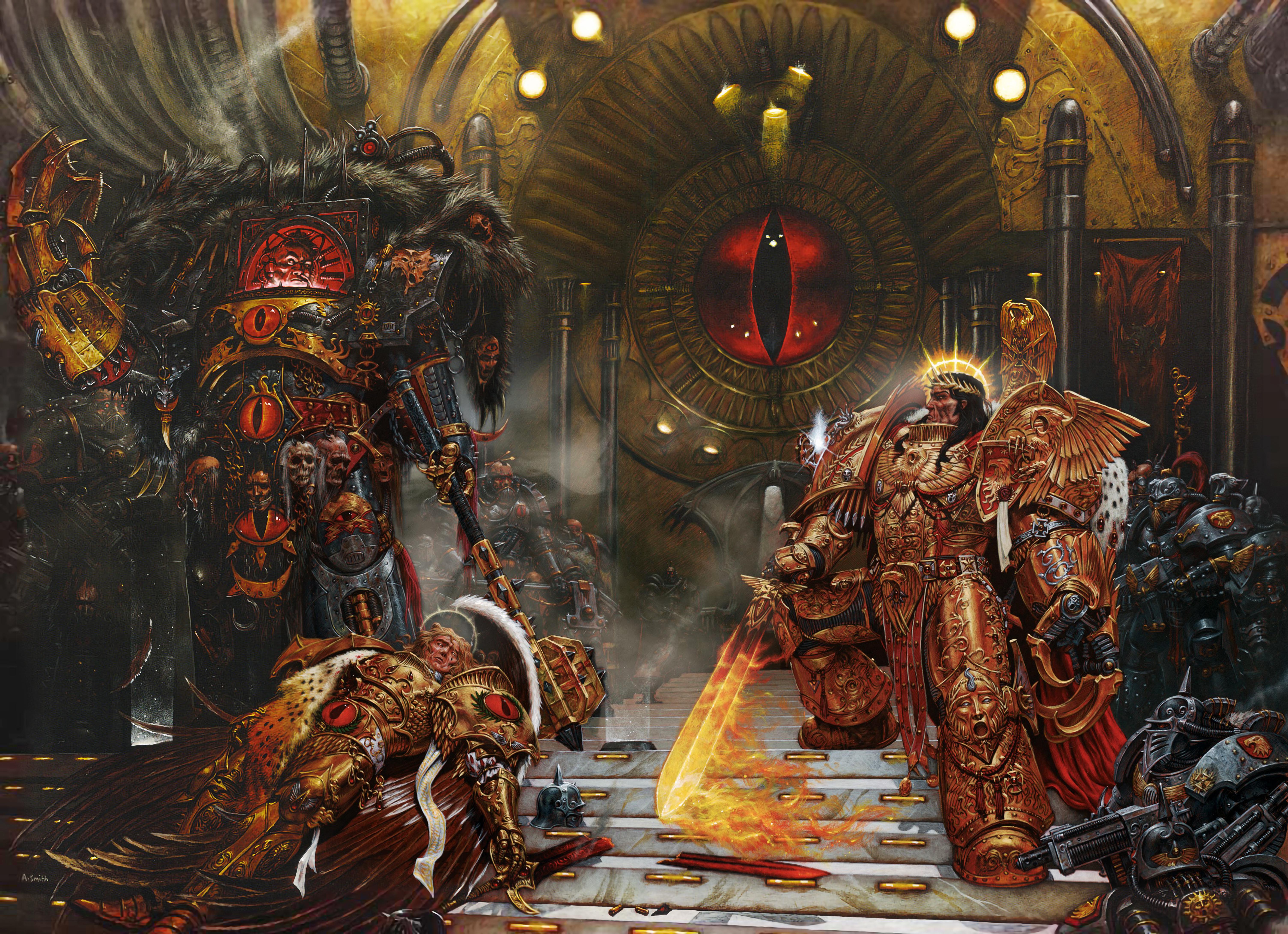 Верность императору. Warhammer 40000 Император и Хорус. Император вархаммер 40000. Хорус Император и Сангвиний. Император вархаммер vs Horus.