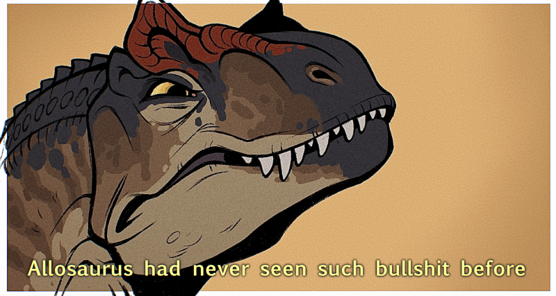 Allosaurus had never seen such bullshit before lineart - Astarcis