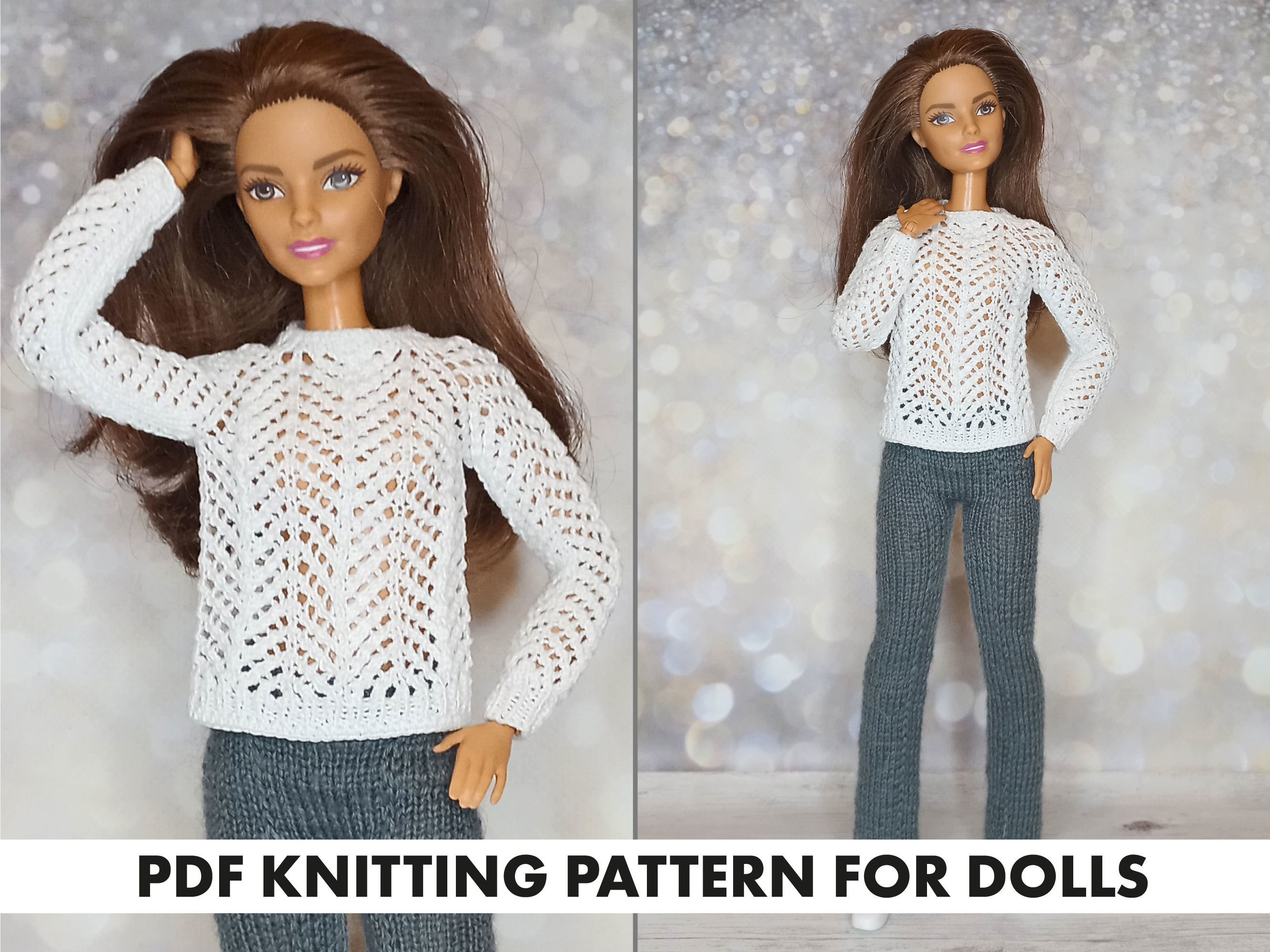Knitting Pattern Jumper and pants for Barbie dolls + printable version Lusitooo Boosty
