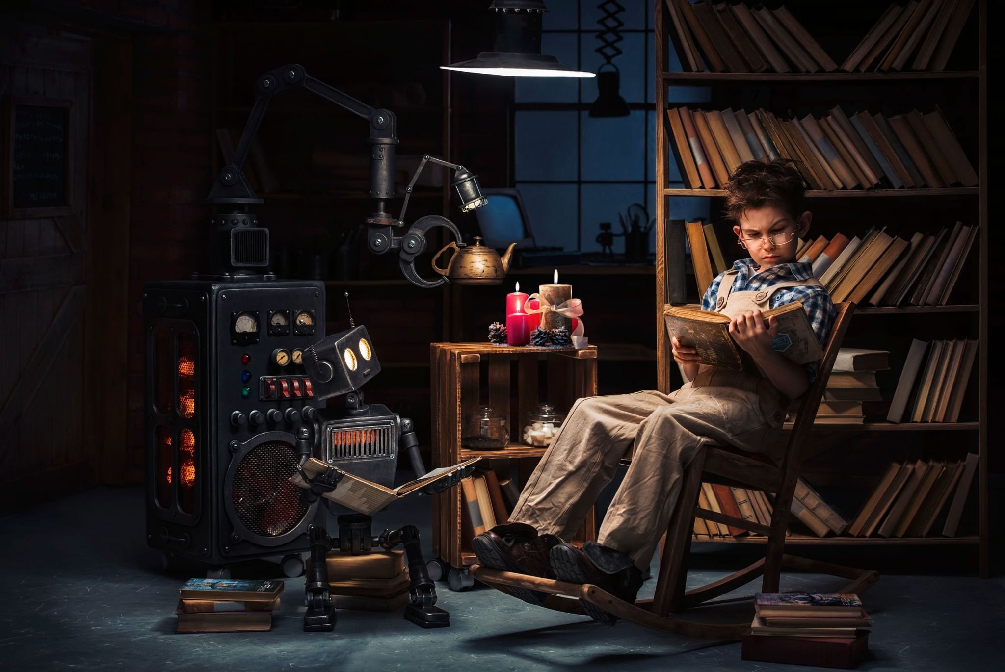 The invention of video games. Дети изобретатели. Робот с книгой. Фильм про роботов для детей. Робот читает книгу.