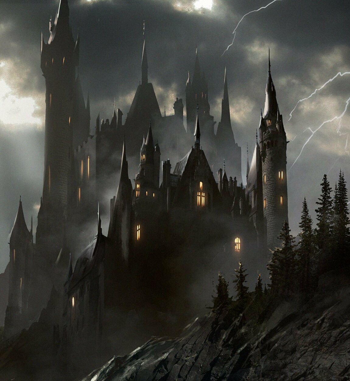 Город черных сказок. Ван Хельсинг замок Дракулы. Замок вампира Дракулы. Замок Дракулы арт. Замок Дракулы дарк арт Готика.