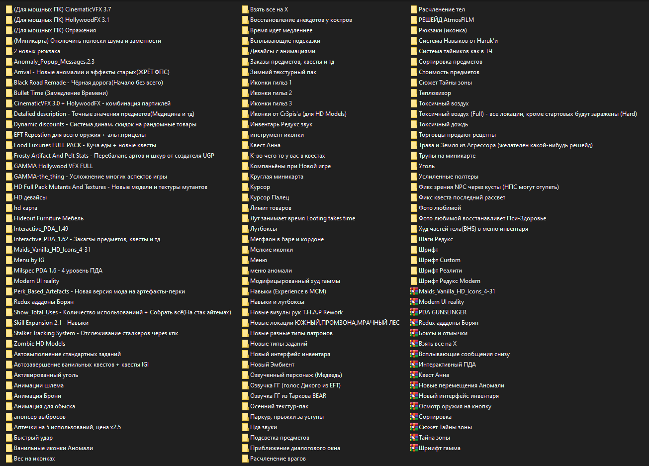 За все время моей игры в сборки, у меня накопилась такая вот кучка аддонов  и модов на АНОМАЛИ. Почти 2 года собирал. Для себя всегда пригодится. Их  почти 150. Здесь так же