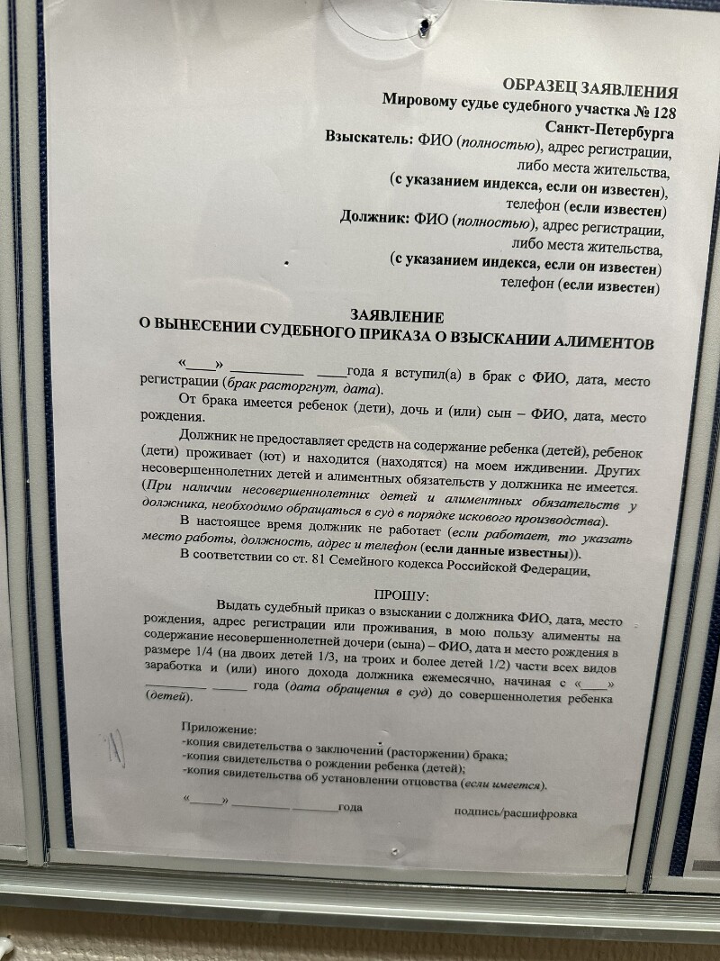 Заявление о вынесении судебного приказа о взыскании алиментов (образец из  суда) - 7 прав | Boosty