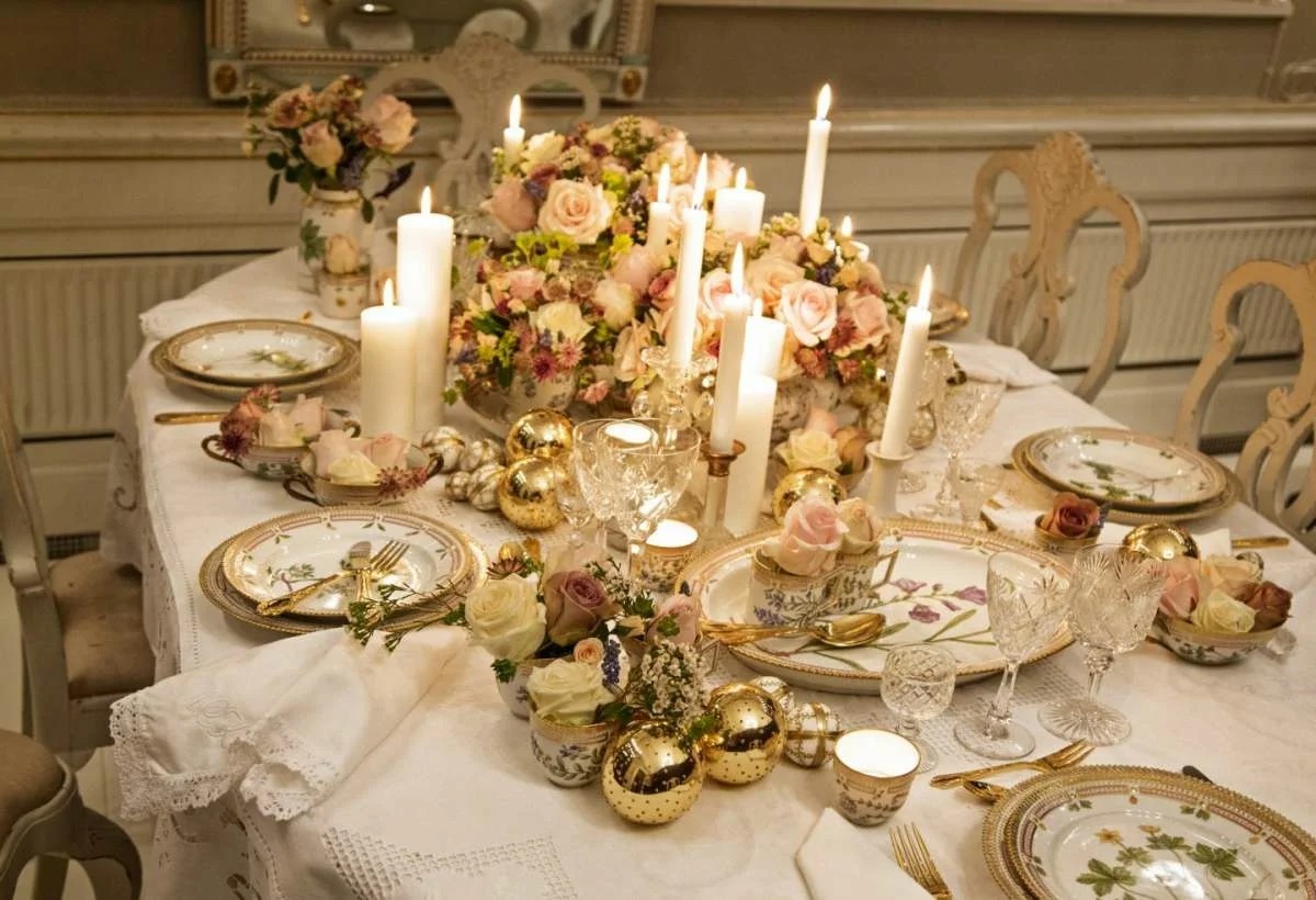 украшение стола в императорском стиле. рождество в стиле барокко. новогодний интерьер в стиле винтаж. украшение рождественского стола в старину. рождество в стиле барокко.