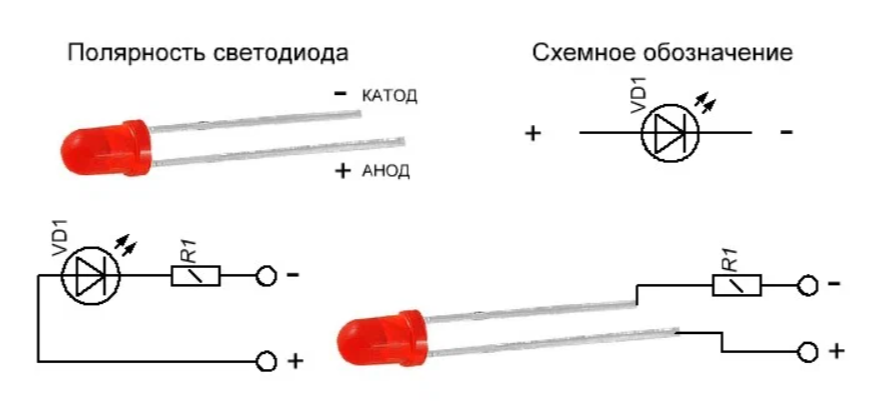 Подключение светодиода. Светодиод 12 вольт полярность. Схема включения светодиода. Светодиод ал307 схема подключения. Обозначение полярности светодиодов на схемах.