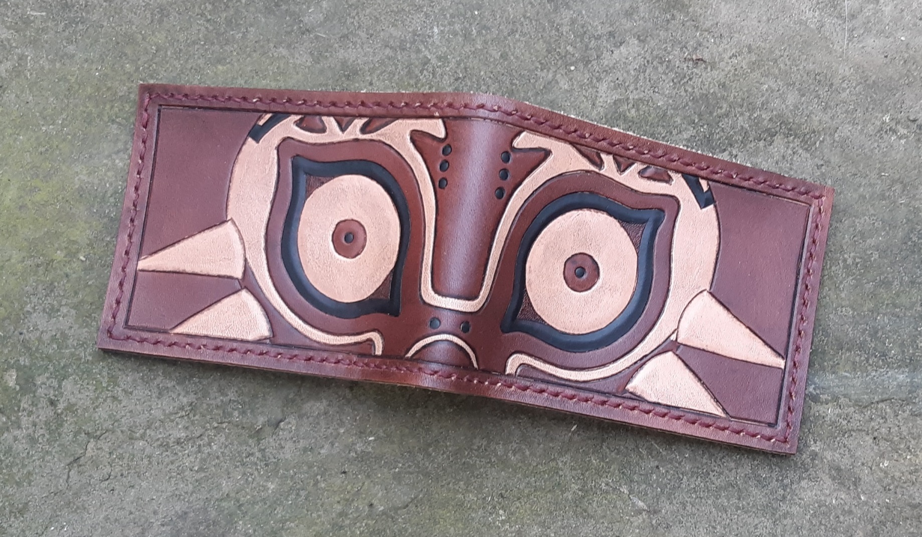 Legend of Zelda rose chocolate Majoras Mask leather bifold wallet