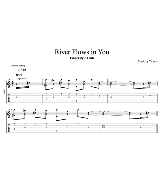 River Flows In You - Buy Tab for $5 - Fingerstyle Club | Boosty