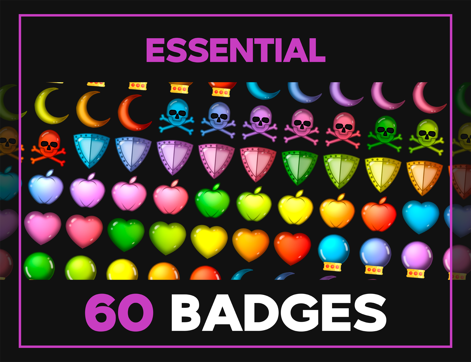 60 X Essential Sub Bit Badges Pack 01 Funny Emotes Meme Emotes