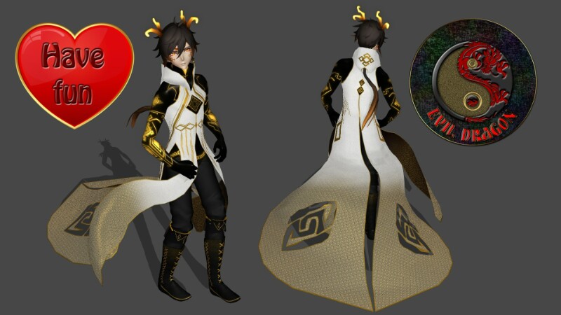 MMD/GENSHIN IMPACT] Morax Zhong Li MALE MODEL DL - EVIL DRAGON.