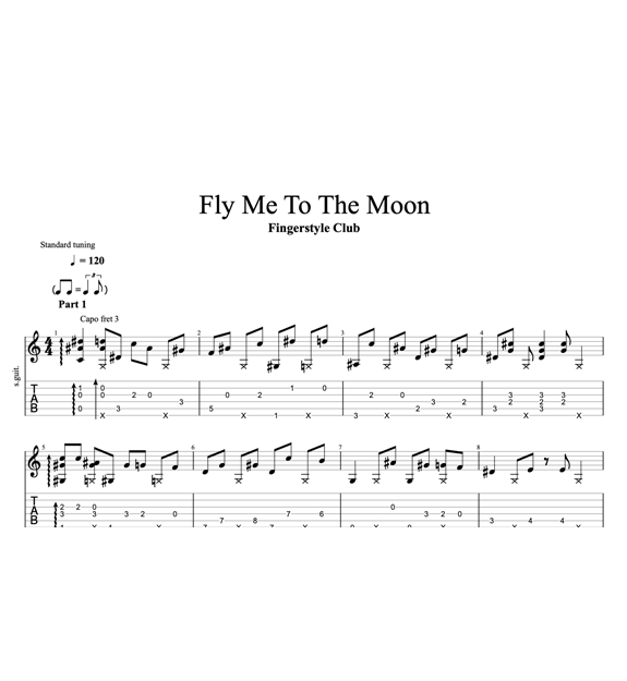 Fly Me To The Moon - Buy Tab for $5 - Fingerstyle Club | Boosty