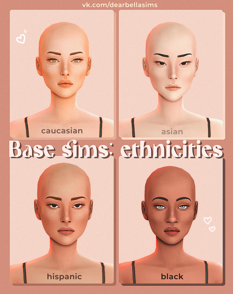 ˋˏ ПЕРСОНАЖИ┊Базовые симы: этнические группы ч. 1 👩🏼👩🏻👩🏽👩🏿‍🦱 -  Dear Bella Sims | Boosty