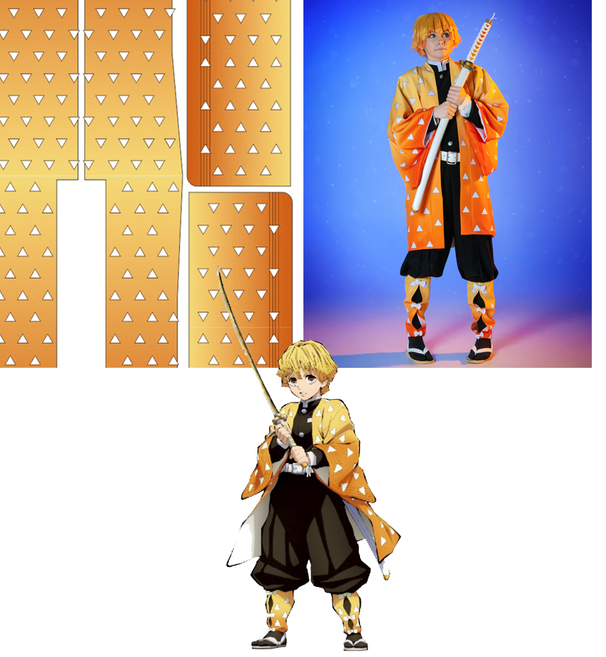 DIGITAL Zenitsu Agatsuma Patterns (prints For Haori) By Demon Slayer ...